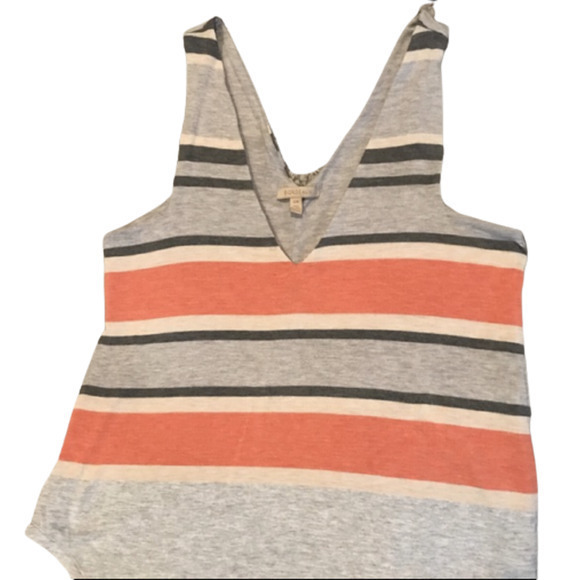 Anthropologie‎ Bordeaux Gray Orange Striped Sleeveless Tank - Picture 2 of 8